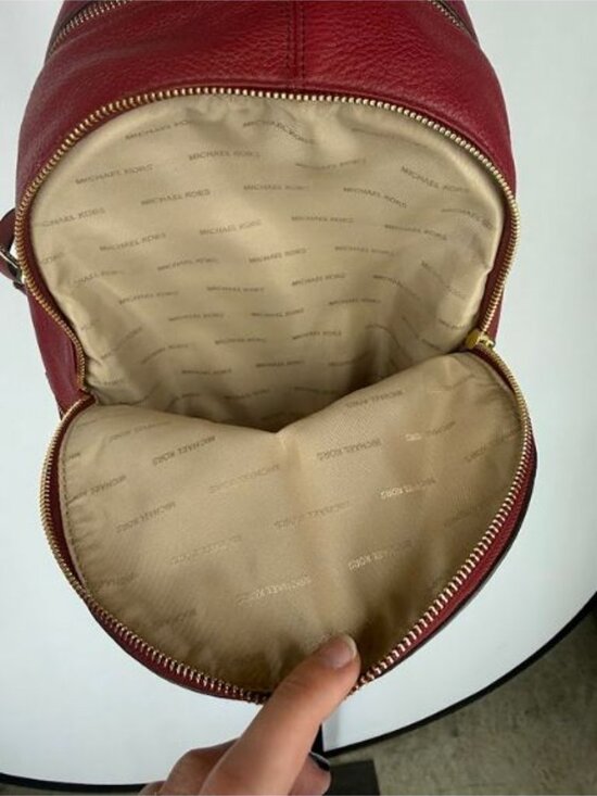 Michael Kors Rhea Medium Pebble Leather Backpack Dark Berry